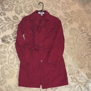 Medium weight deep red women’s trench coat